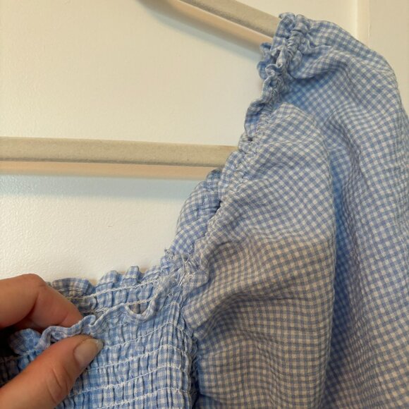 FREE SHIPPING Women's Summer Polyester Plaid Puff Sleeves Off-Shoulder Boho Midi - Picture 4 of 13